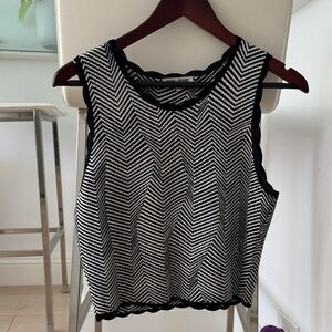 Opening Ceremony Black and White Chevron Knit Tank